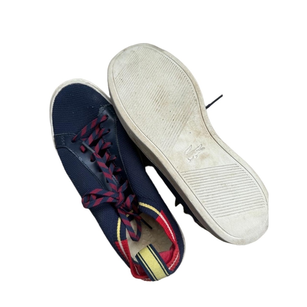 Lacoste Navy Blue Red Yellow Sneakers | La Piquée Colour Contrast Sporty Sz 9.5 - Picture 3 of 10